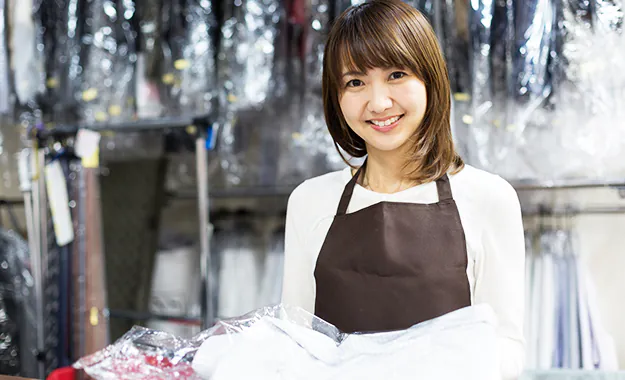 クリーニング店での商品サンプリング