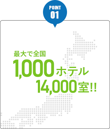 全国1,000ホテル、140,000室でのサンプリングが可能